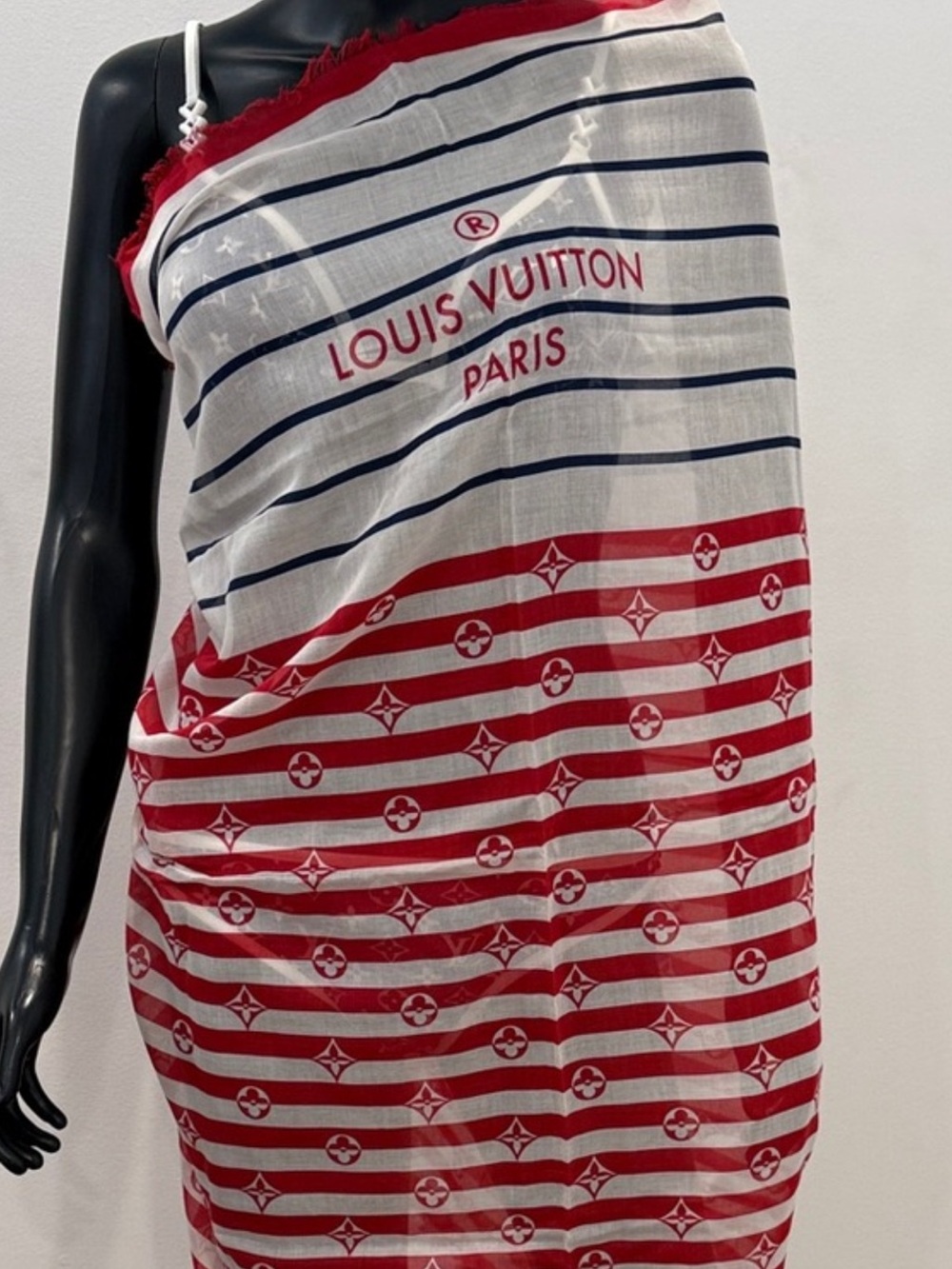 Louis Vuitton Pareo Scarf Monogram Stripes New w/ Box